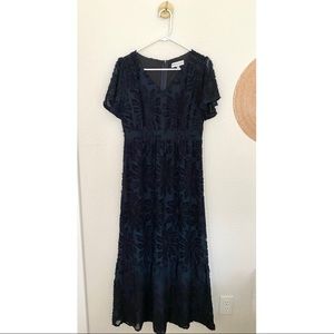 NWOT - Piper & Scoot floral fringe navy maxi dress